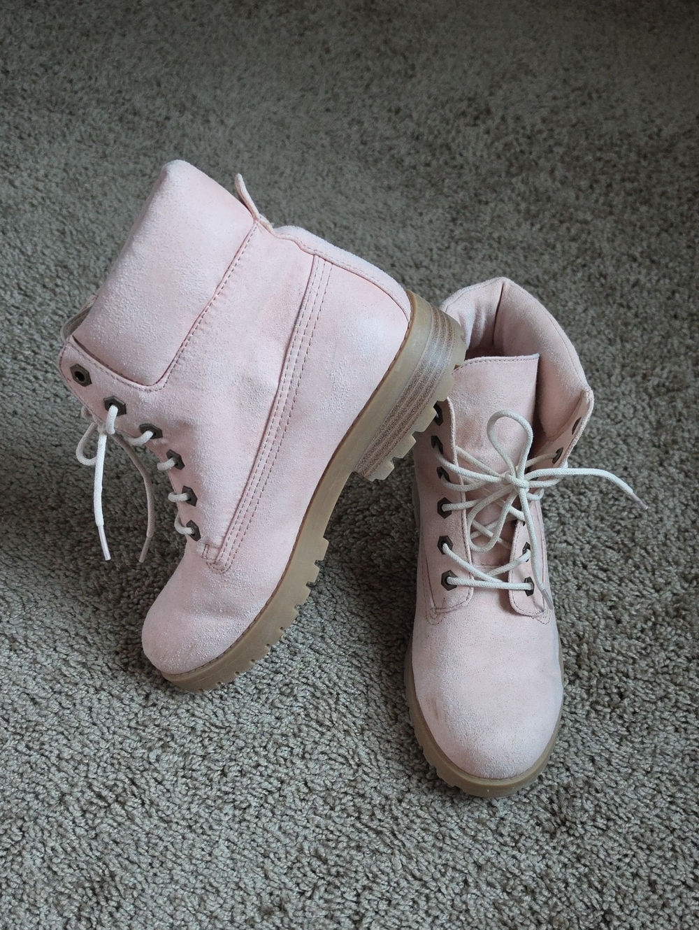 Cliffs by WHITE MOUNTAIN Blush Pink Lace-Up Suede Ankle Boots